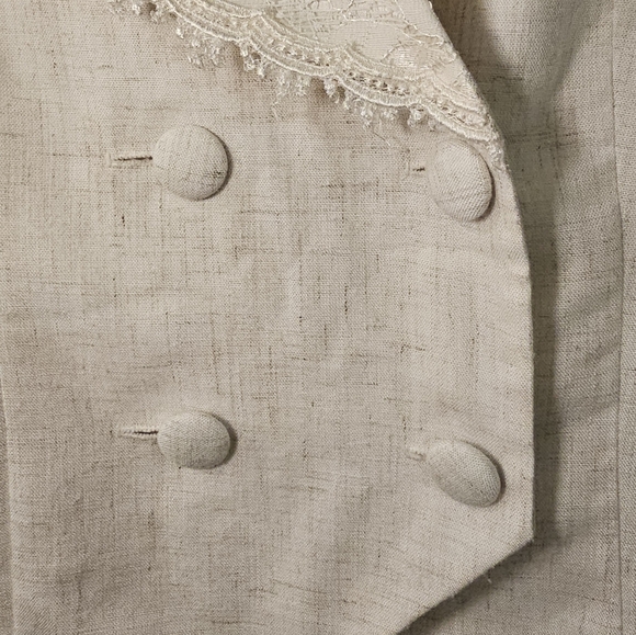 VTG | Farouche Double Breasted Flax Blazer with Lace Detailing, Size Large - Picture 4 of 6